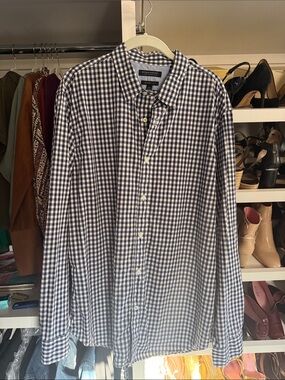 Banana Republic Men's Navy & White Gingham Button-Down Shirt